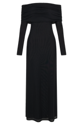Josie Off Shoulder Mesh Maxi Dress - Black